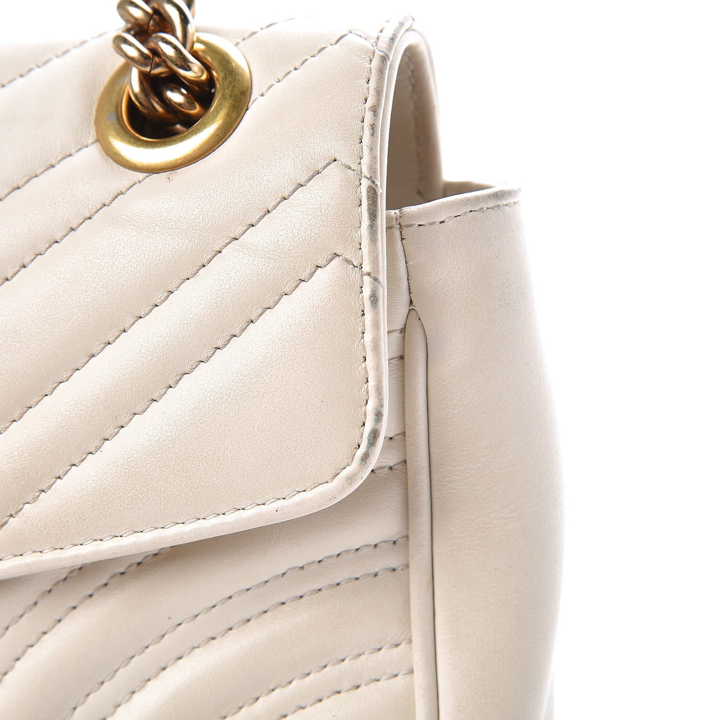 Calfskin Matelasse Small GG Marmont Shoulder Bag White