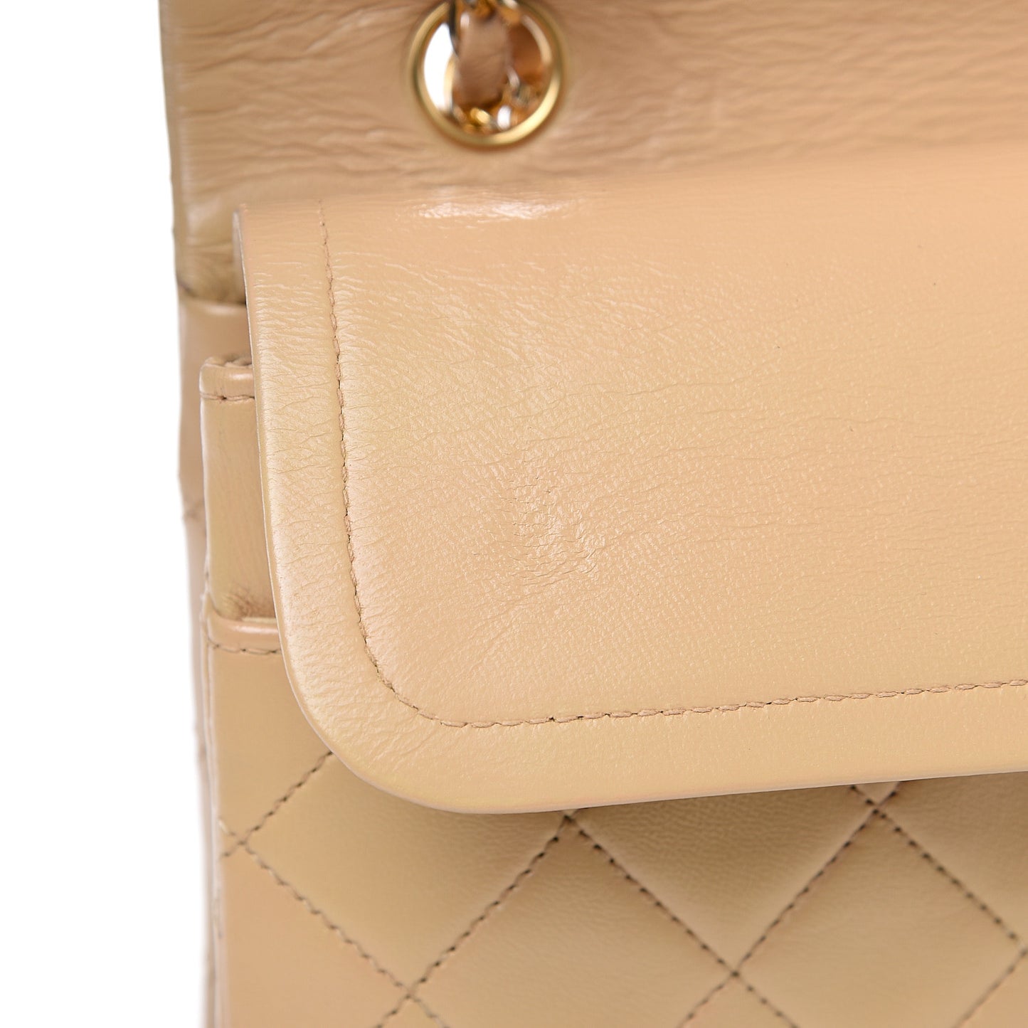 Lambskin Quilted Small Double Flap Beige