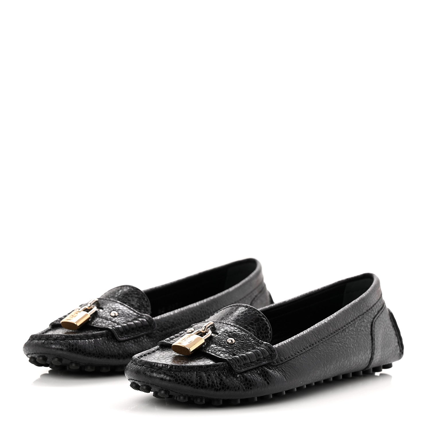 Louis Vuitton Grained Calfskin Close Up Flat Loafer 37 Black 4 of 10