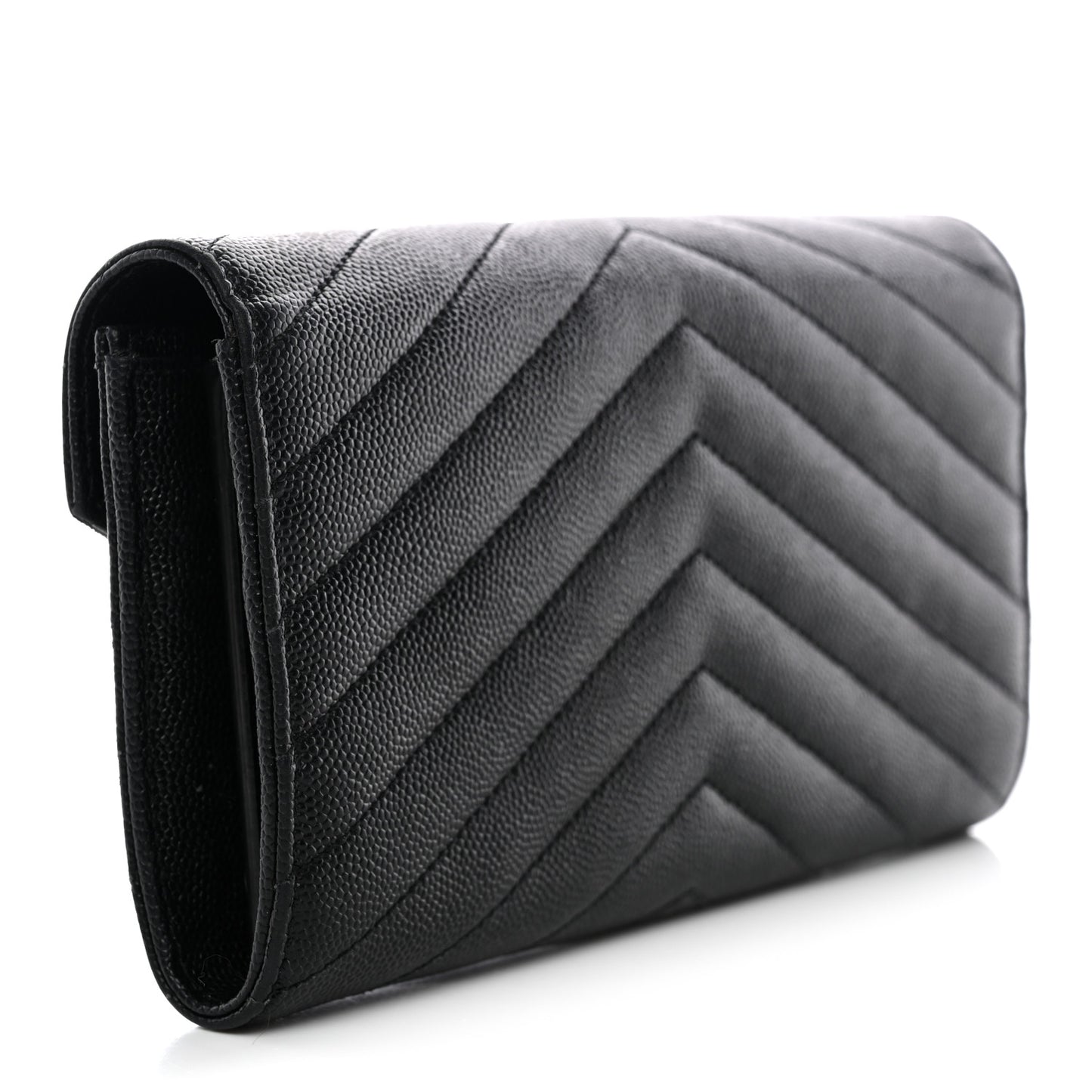 Grain De Poudre Matelasse Chevron Monogram Flap Wallet Black