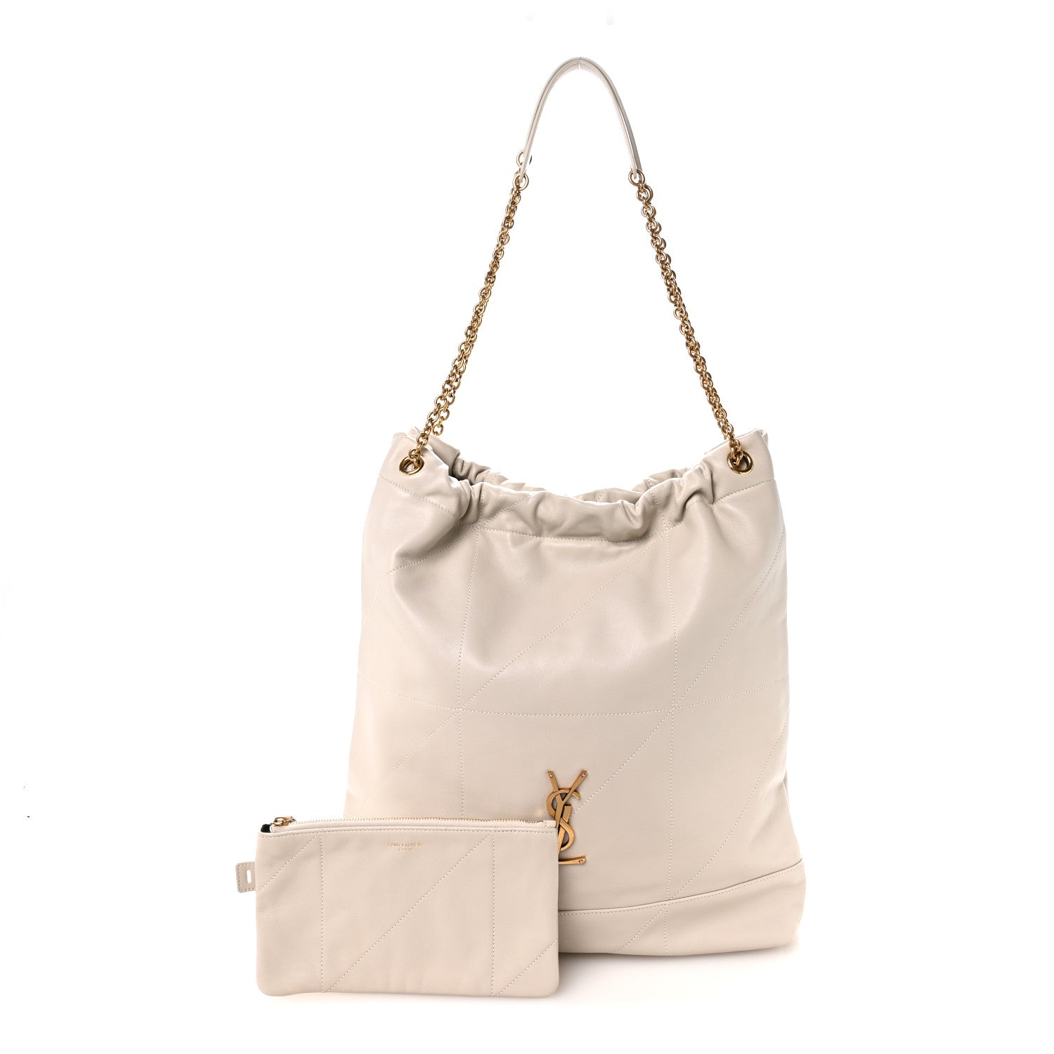 Saint Laurent Lambskin Matelasse Monogram Large Jamie Pochon Blanc Vintage 3 of 11