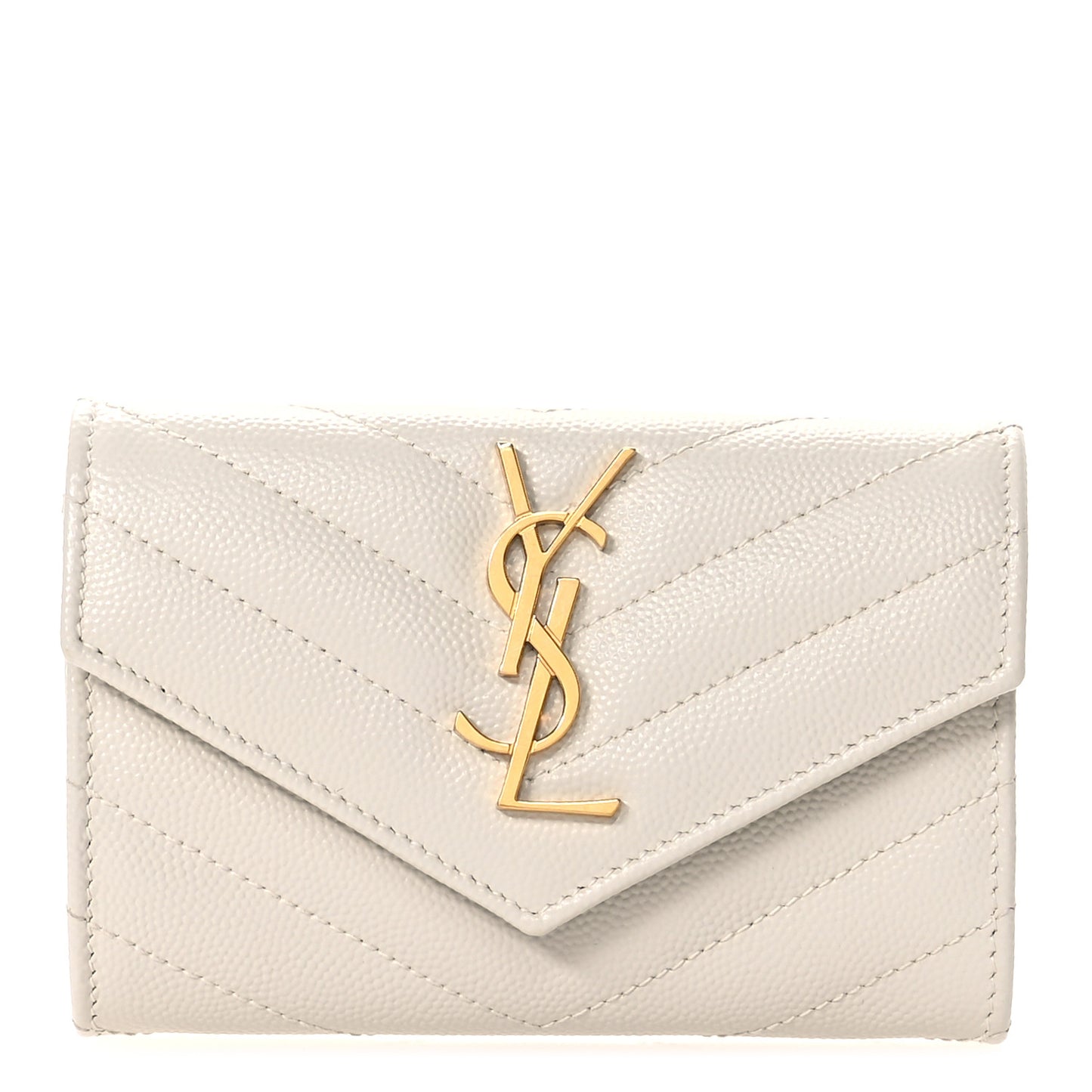 Grain De Poudre Matelasse Chevron Small Monogram Envelope Wallet Crema Soft