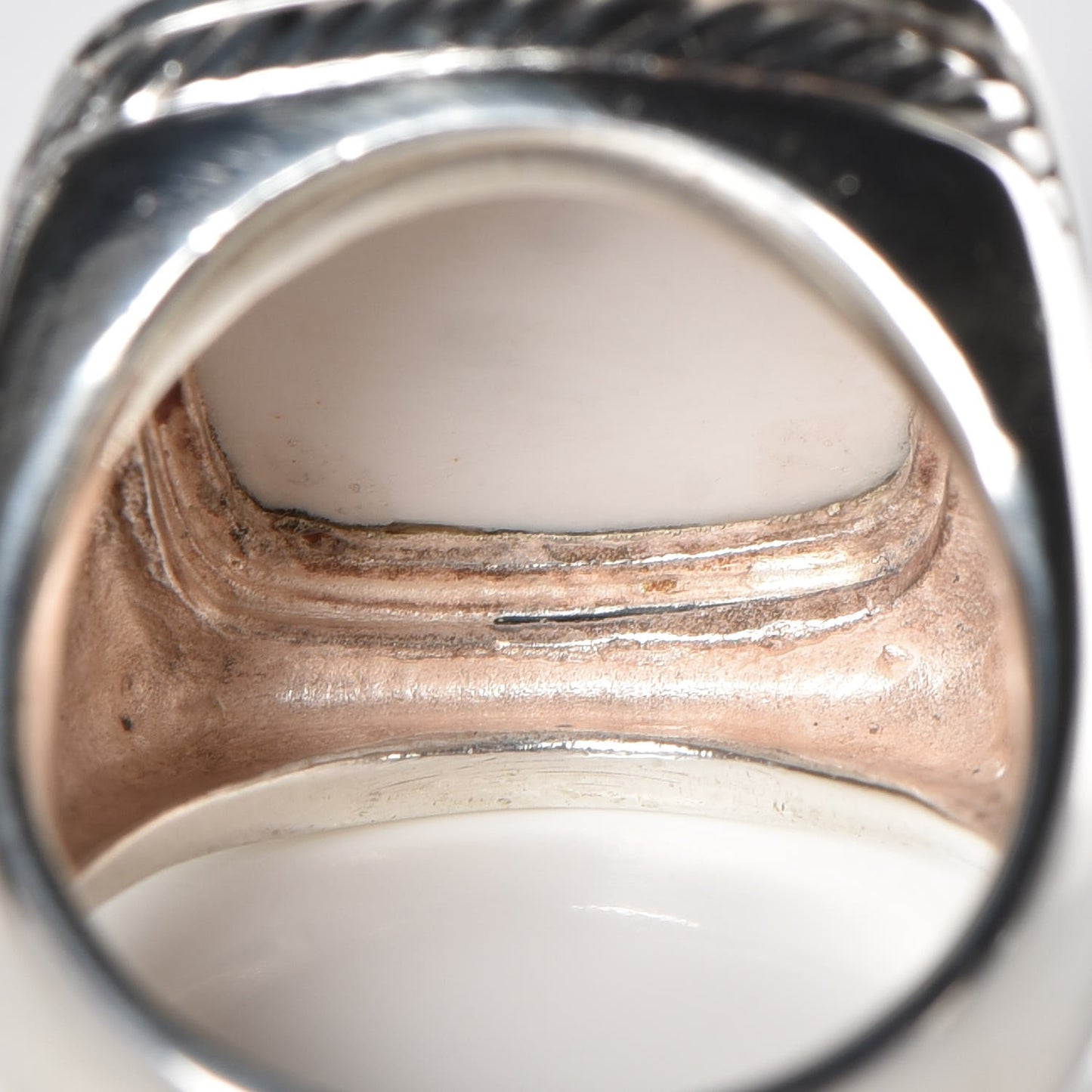 Sterling Silver Diamond White Agate 14mm Albion Statement Ring 55 7.25