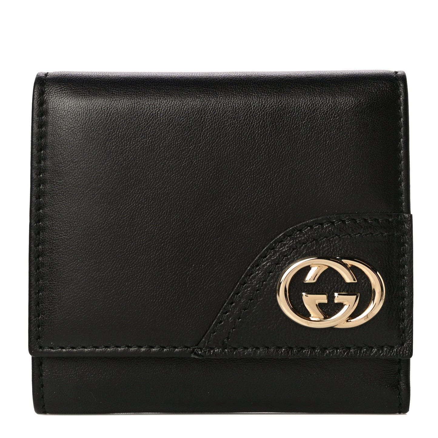Calfskin New Britt Tri Fold Wallet Black