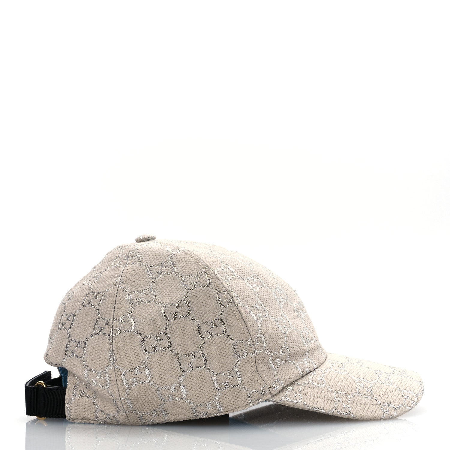 Gucci Canvas Lame GG Monogram Rush Baseball Hat L Gardenia Silver 5 of 10