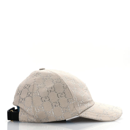 Gucci Canvas Lame GG Monogram Rush Baseball Hat L Gardenia Silver 5 of 10