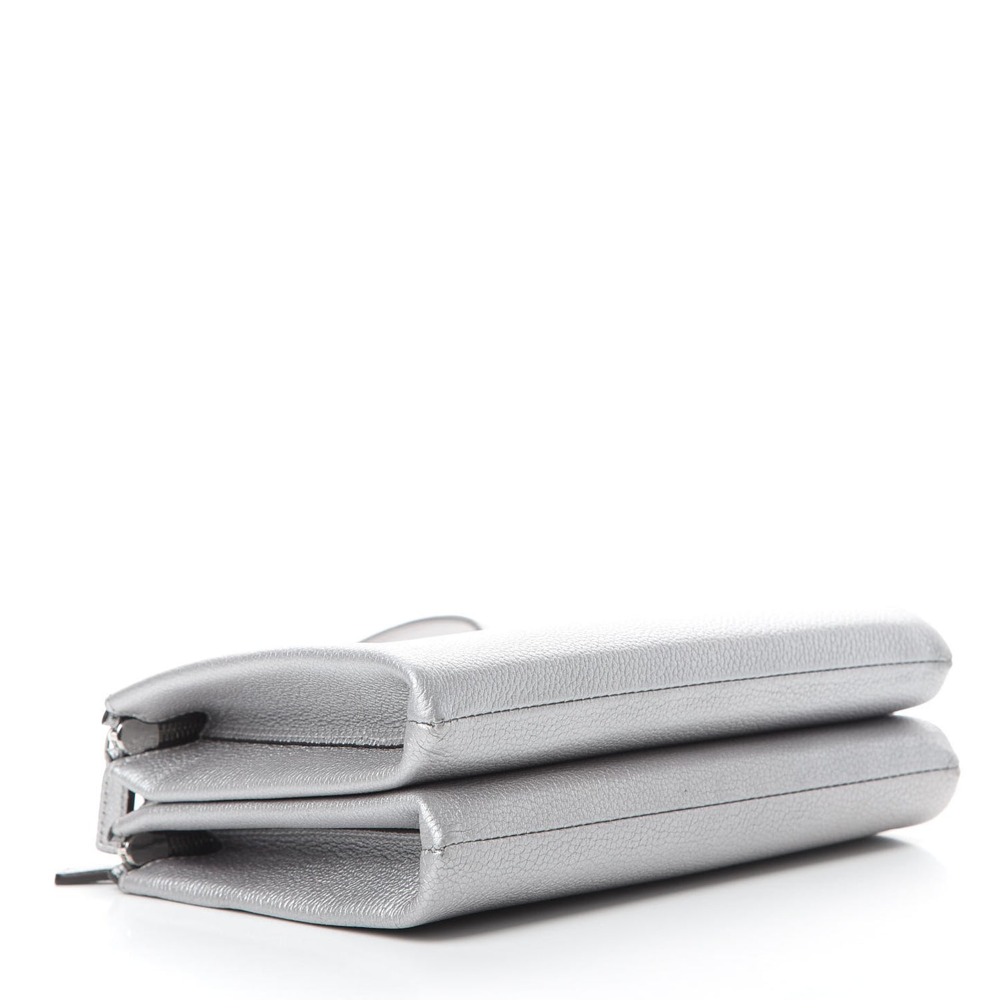 Grained Calfskin Milla Double Crossbody Bag Spike Silver