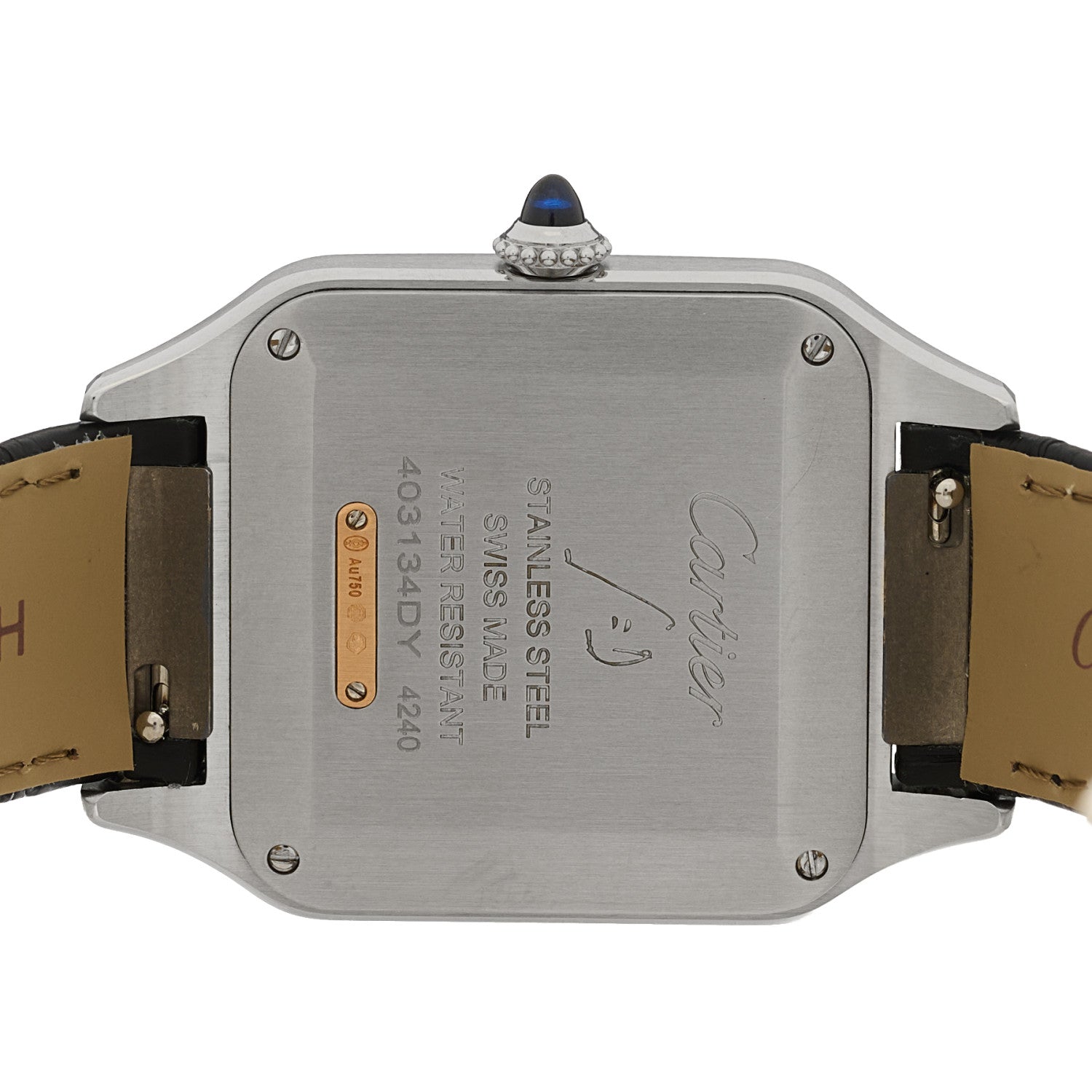Cartier Stainless Steel 18K Pink Gold Alligator 31.4mm Santos Dumont Quartz Watch 4 of 5