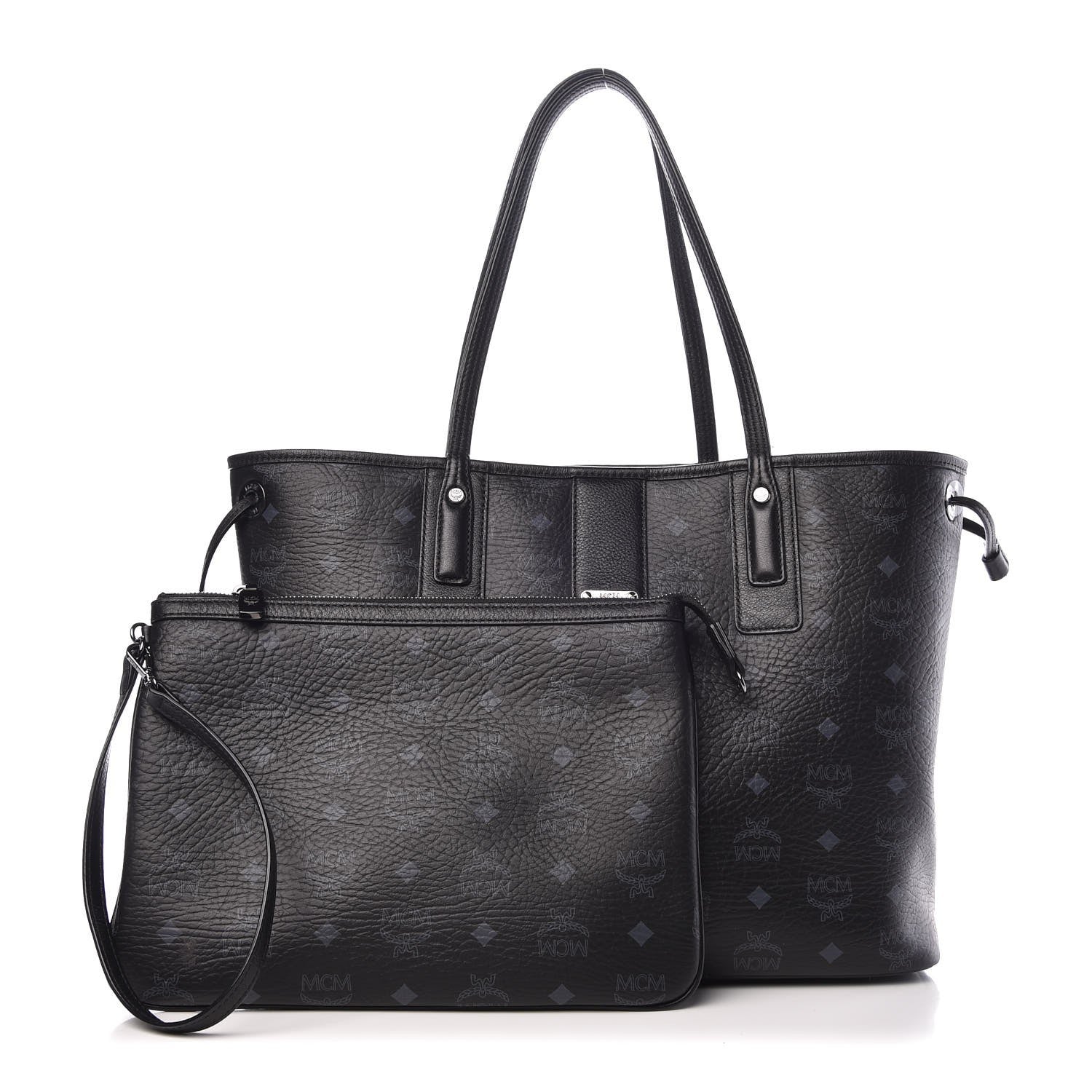 MCM Visetos Medium Liz Reversible Shopper Tote Black 1 of 14