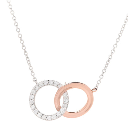 Tiffany 18K White Rose Gold Diamond Double Interlocking Circles Pendant Necklace 4 of 7