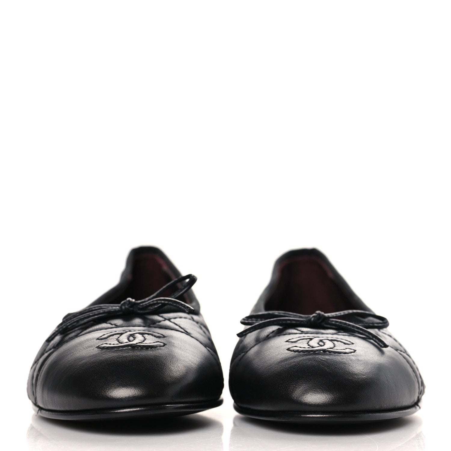 Chanel Aged Calfskin Quilted CC Cap Toe Ballerina Flats 41 Black 2 of 8