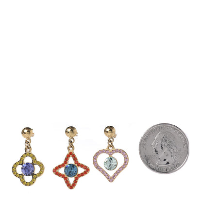 Louis Vuitton Crystal Eye Candy Fleur Heart Drop Earrings Multicolor 2 of 4