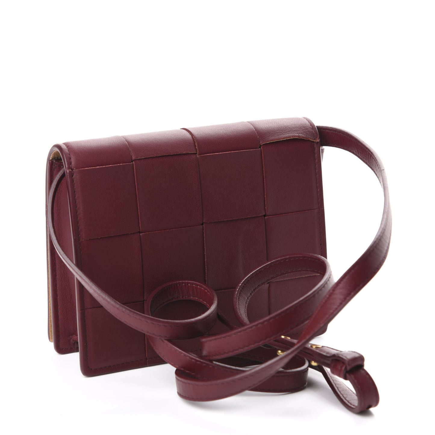 Nappa Maxi Intrecciato Mini Cassette Crossbody Bordeaux