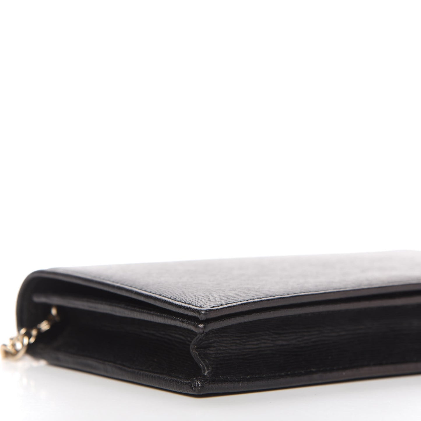 Textured Calfskin Medium Betty Chain Wallet Black