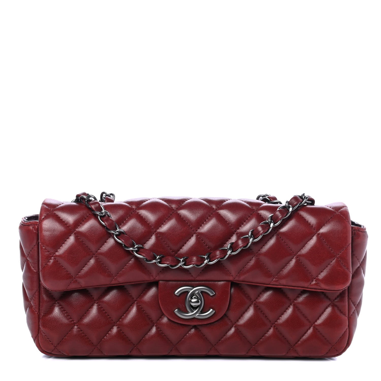 Chanel Lambskin Quilted East West Flap Dark Red 1 of 4