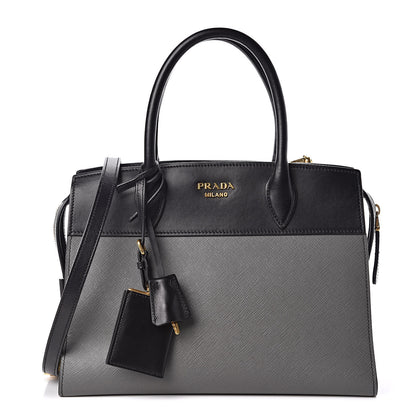 Prada Saffiano City Calf Medium Esplanade Tote Mercurio Black 1 of 8
