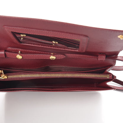 Prada Saffiano Metal Flap Wallet with Strap Cherry 5 of 9