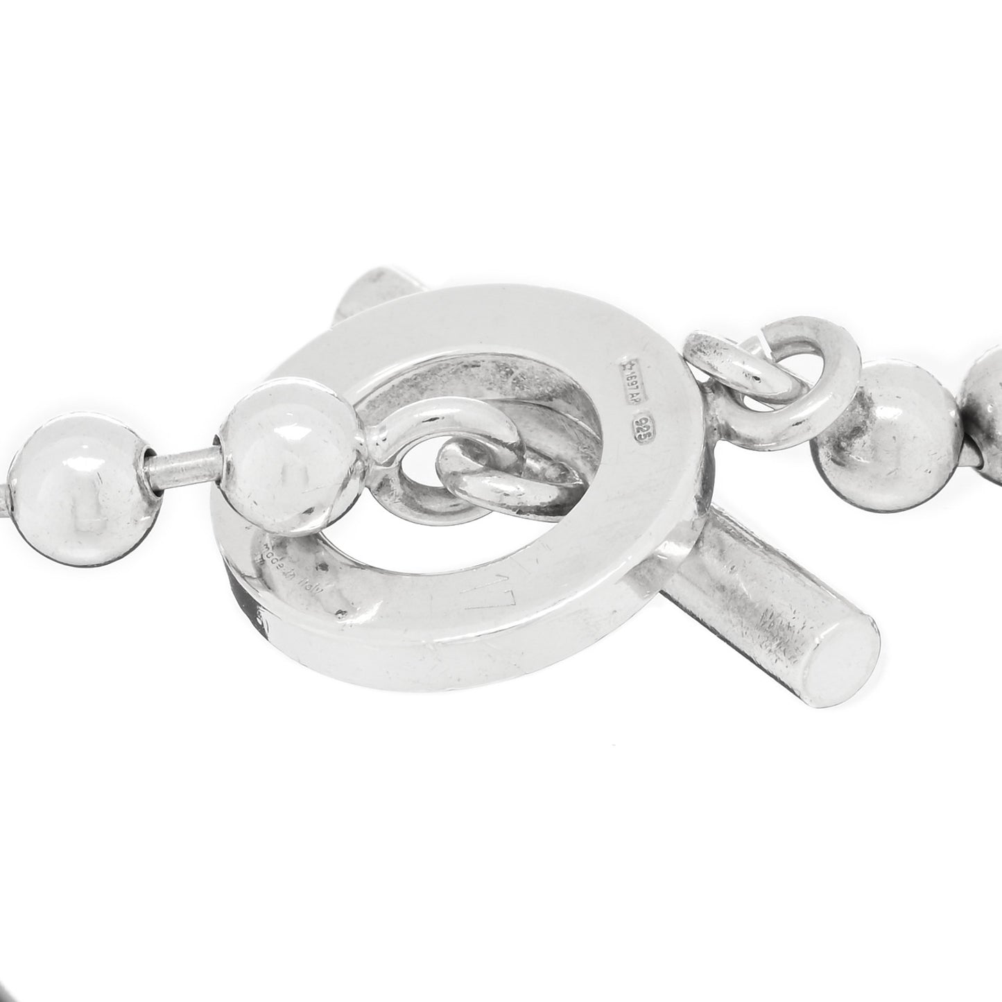 Sterling Silver Boule Bead Toggle Bracelet