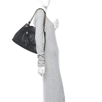 Gucci Pebbled Calfskin Medium Soho Chain Shoulder Bag Black 2 of 10