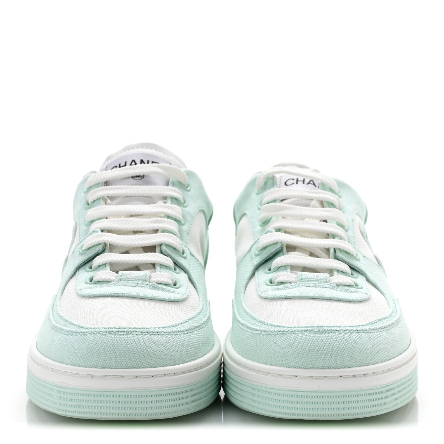Chanel Cotton Sneakers 41 Light Turquoise White 3 of 10