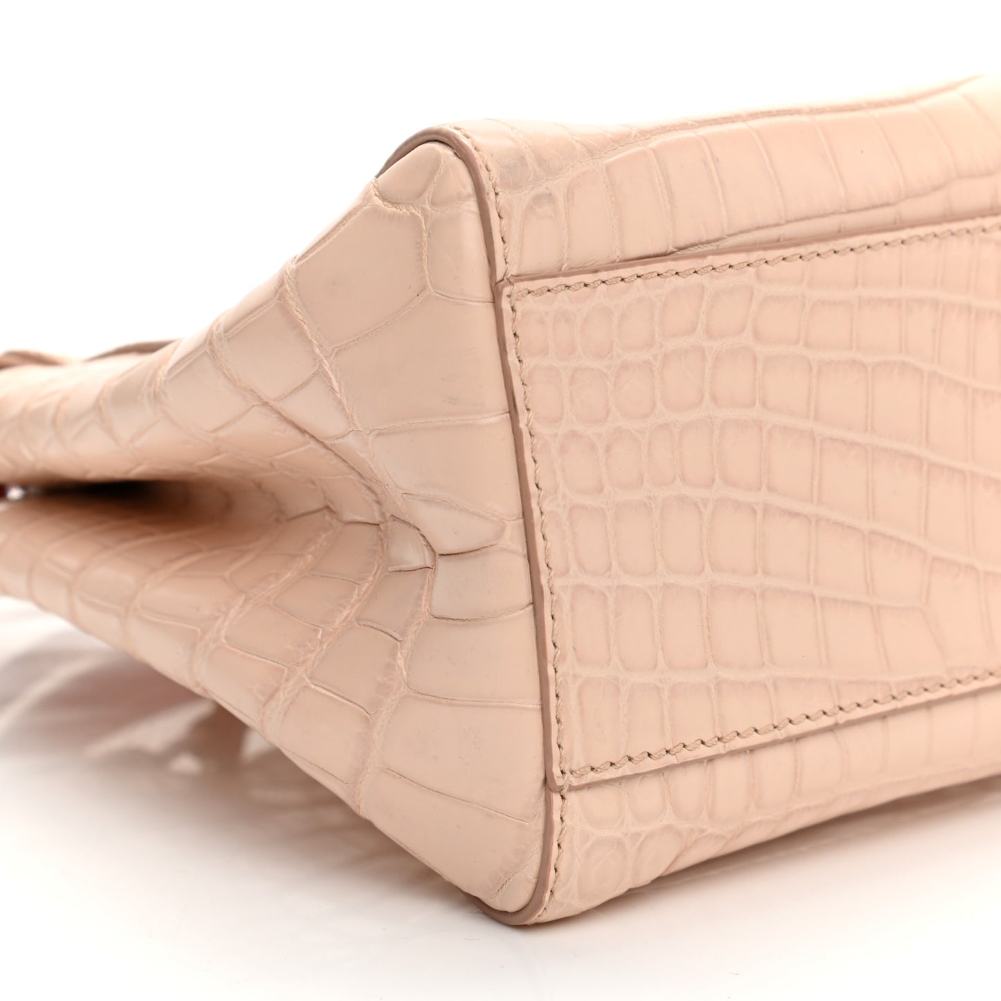 Crocodile Mini Peekaboo Iconic Satchel Beige Red