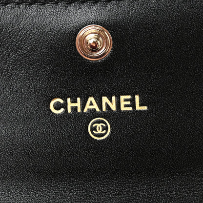 Chanel Shiny Lambskin Quilted Textured CC Card Holder Black 6 of 9