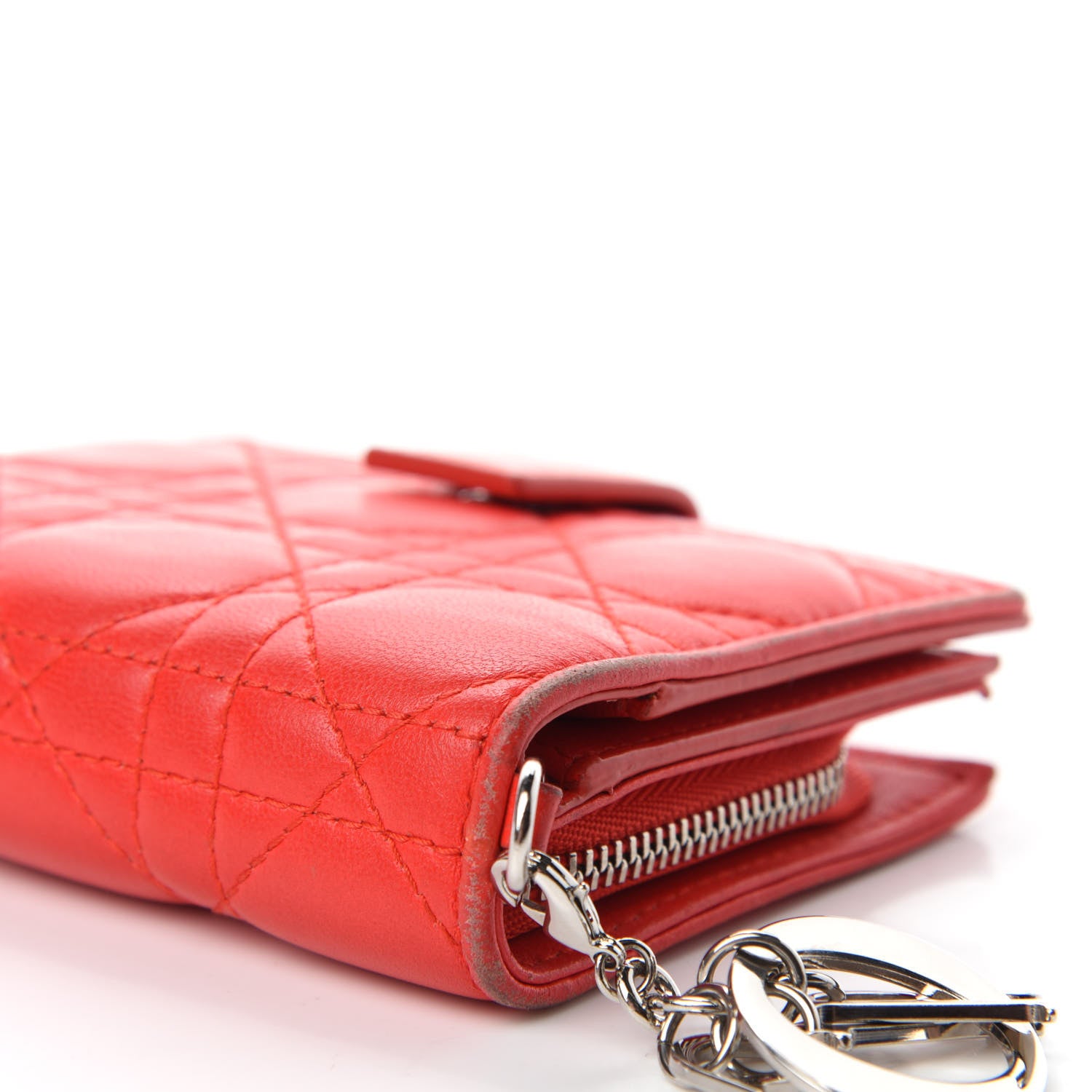 Christian Dior Lambskin Cannage Lady Dior Card Holder Red 8 of 12