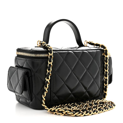 Chanel Lambskin Quilted Polly Pocket East West Top Vanity With Chain Black 3 of 10