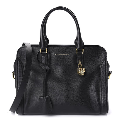 Alexander McQueen Pebbled Calfskin Small Skull Padlock Zip Around Tote Black 1 of 11