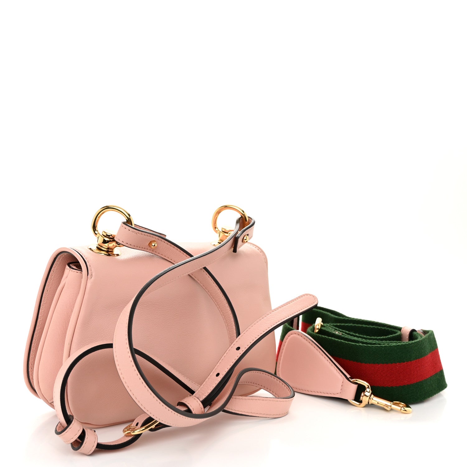 Gucci Roxy Calfskin Web Mini Blondie Shoulder Bag Powder Pink 3 of 10