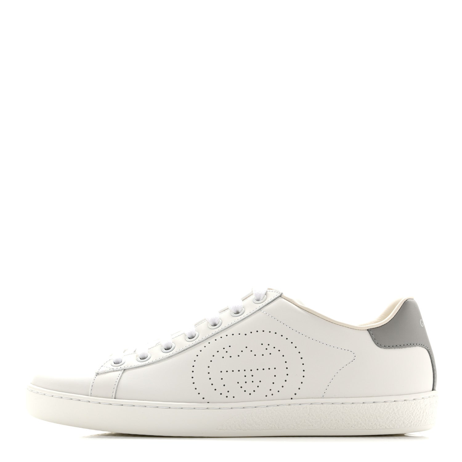 Gucci Calfskin Interlocking G Perforated Womens Ace Sneakers 38.5 White Grey Sky 1 of 10