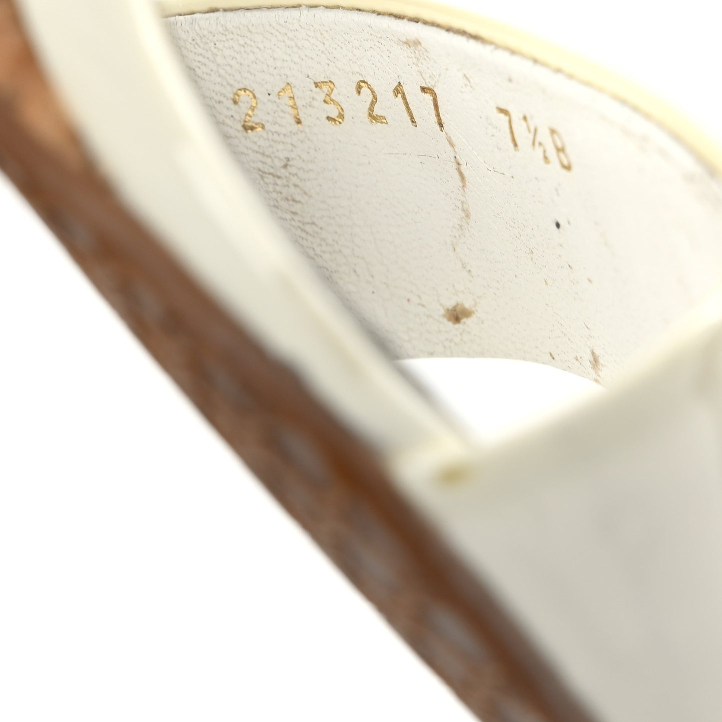 Vitello Vernice Cork Wedge Sandals 7.5 White Naturale