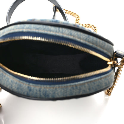 Saint Laurent Denim Quilted Monogram Round Crossbody Bag Rodeo Blue 5 of 8