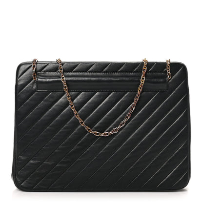 Chanel Lambskin Diagonal Quilted Kisslock Bag Black 1 of 11