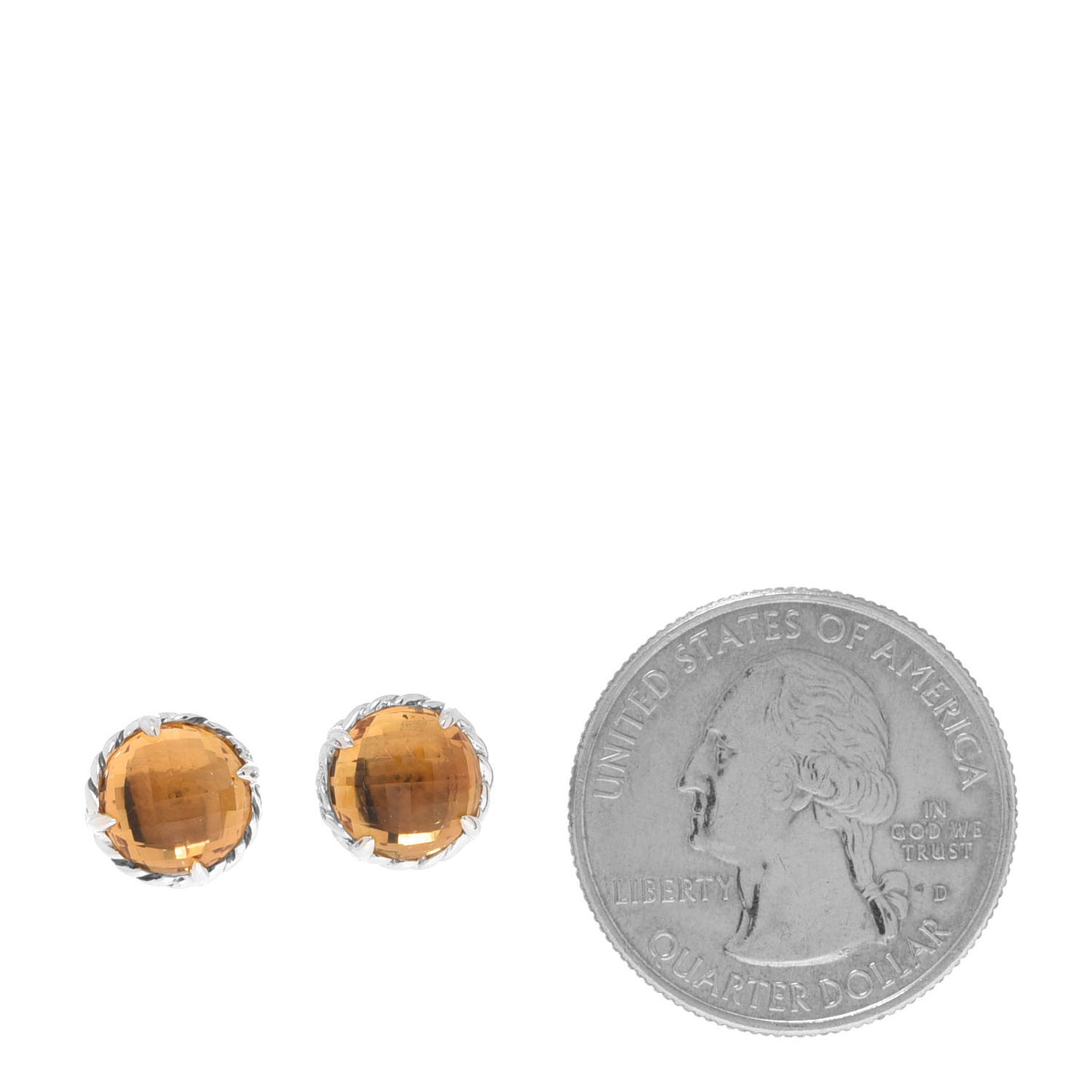 Sterling Silver Citrine 8mm Chatelaine Earrings