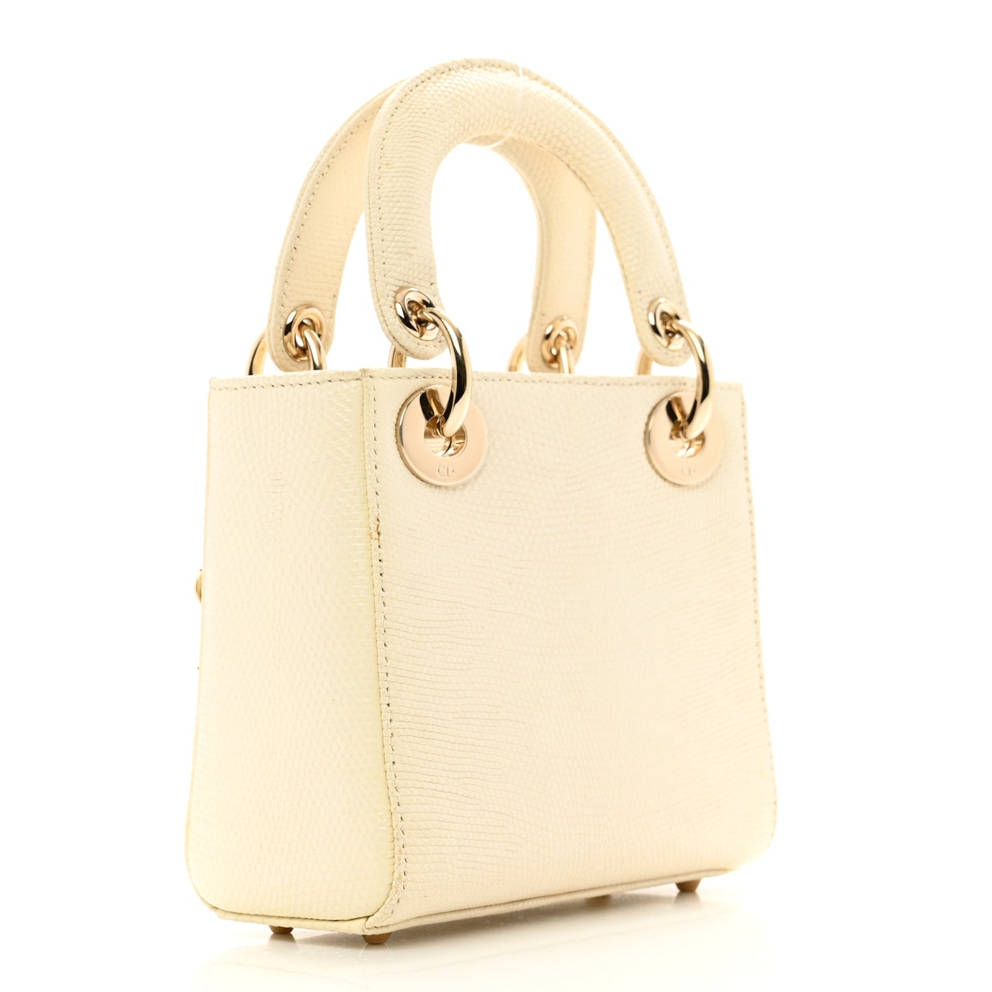 Lizard Mini Lady Dior White