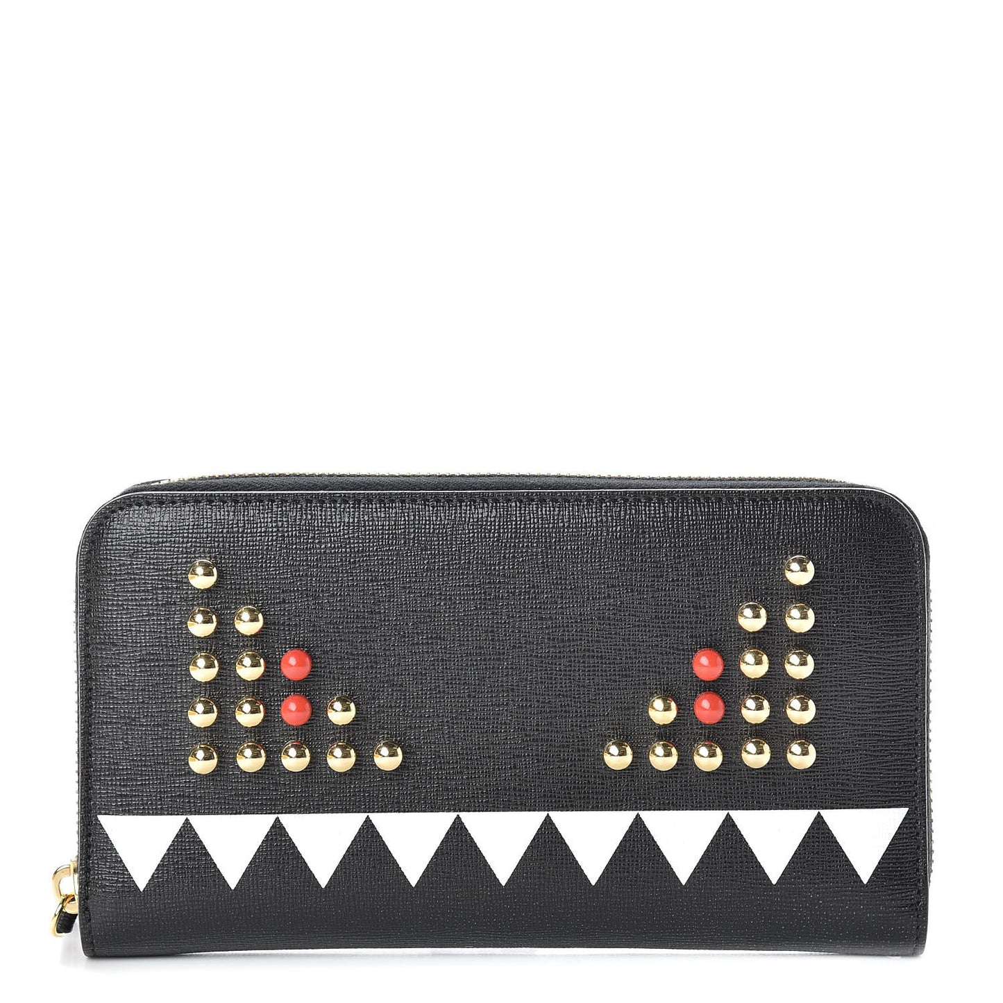 Vitello Elite Studded Monster Zip Around Wallet Black