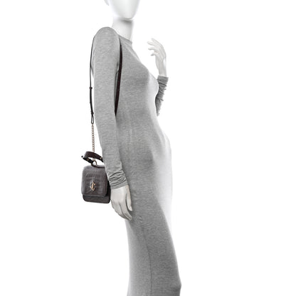 Jimmy Choo Calfskin Crocodile Embossed Medium JC Top Handle Bordeaux 2 of 12
