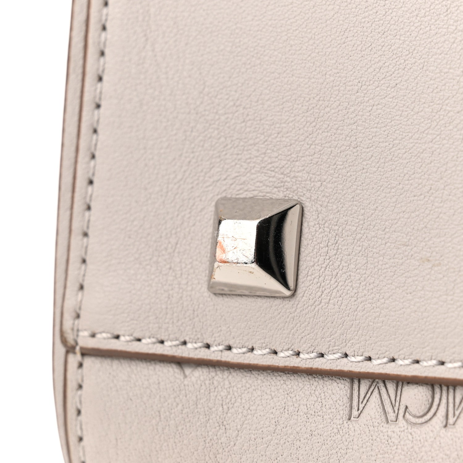 MCM Calfskin Ottomar Monogram Essential Boston Bag Dove 9 of 10