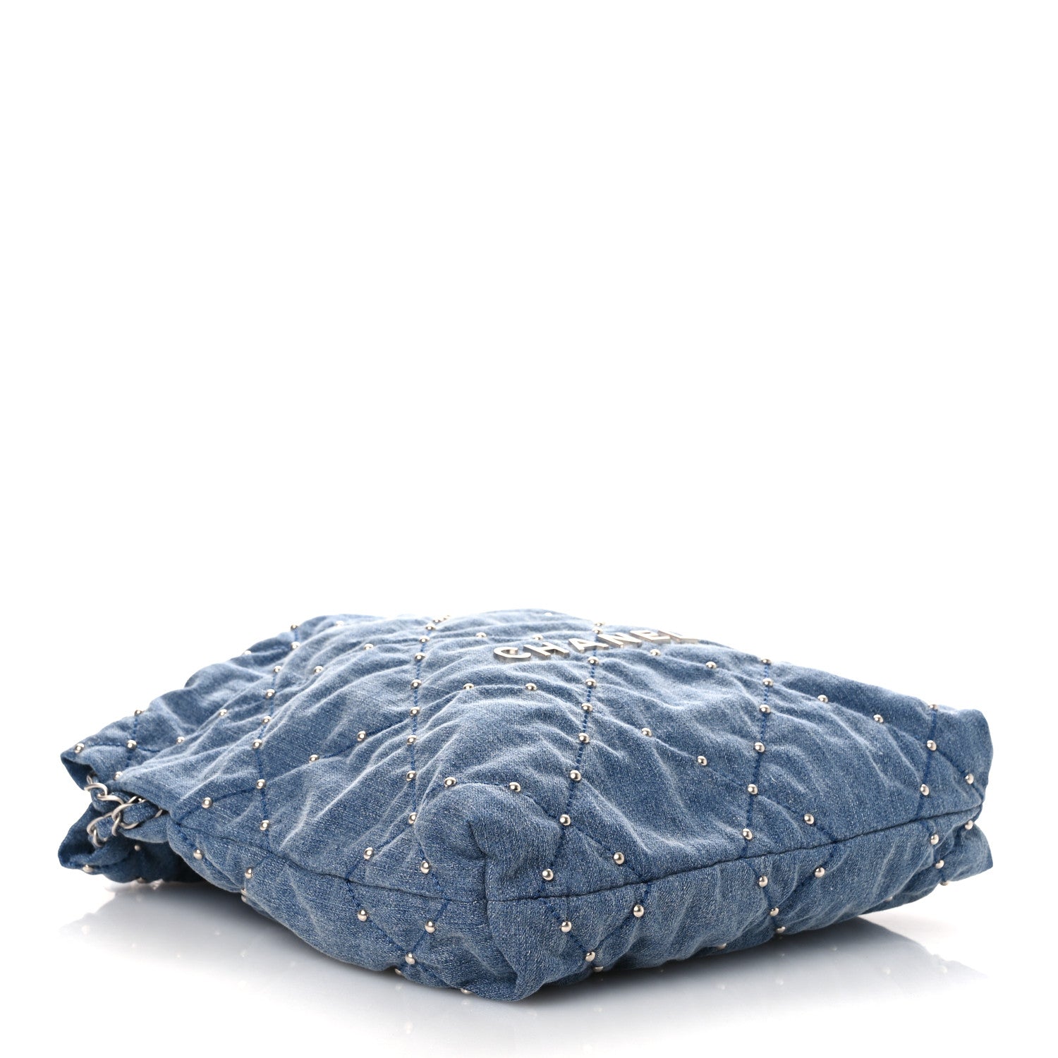 Chanel Washed Denim Quilted Studded Small Chanel 22 Blue 5 of 11