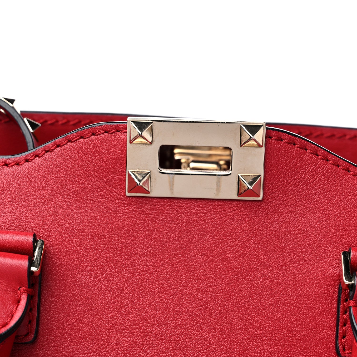 Valentino Garavani Vitello Rockstud Double Handle Tote Red 13 of 13