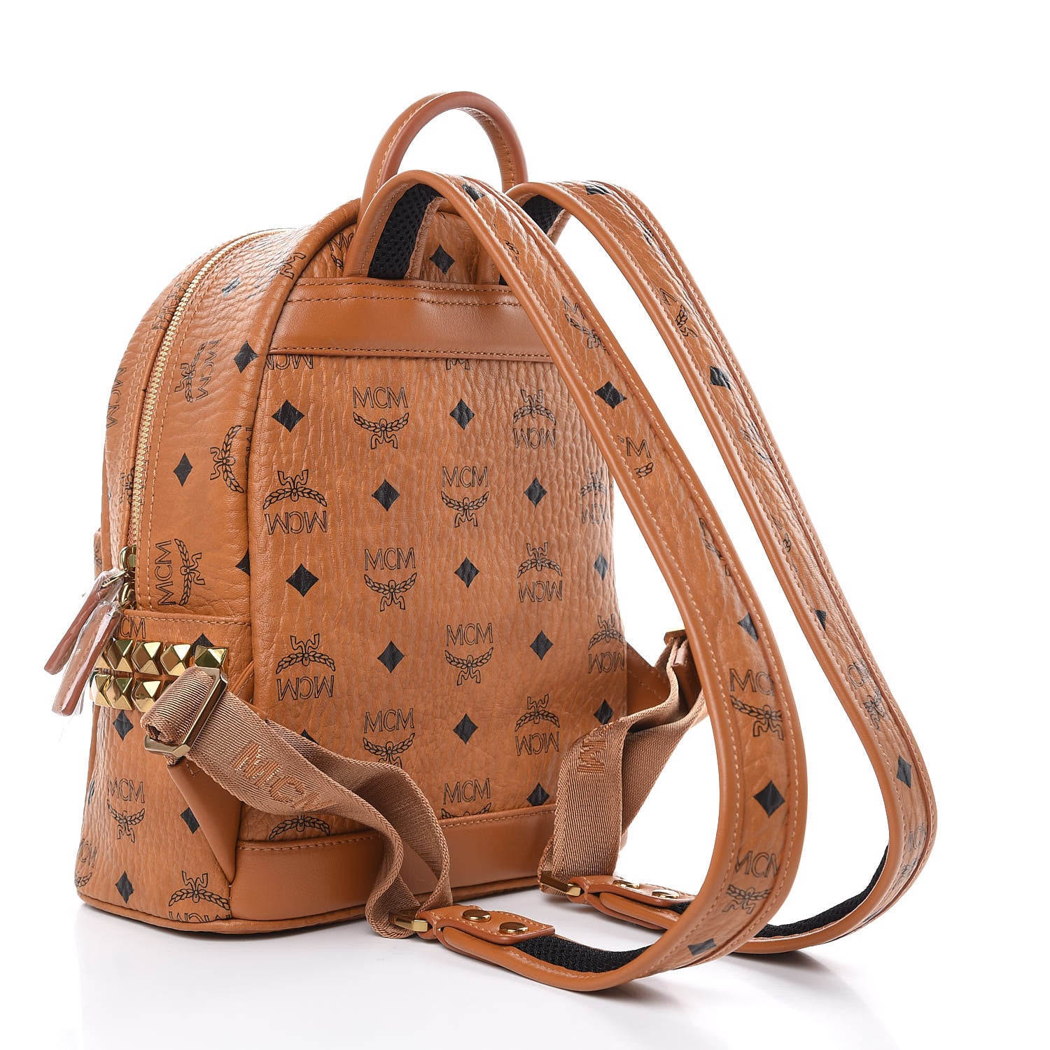 MCM Visetos Side Stud Mini Stark Backpack Cognac 3 of 9
