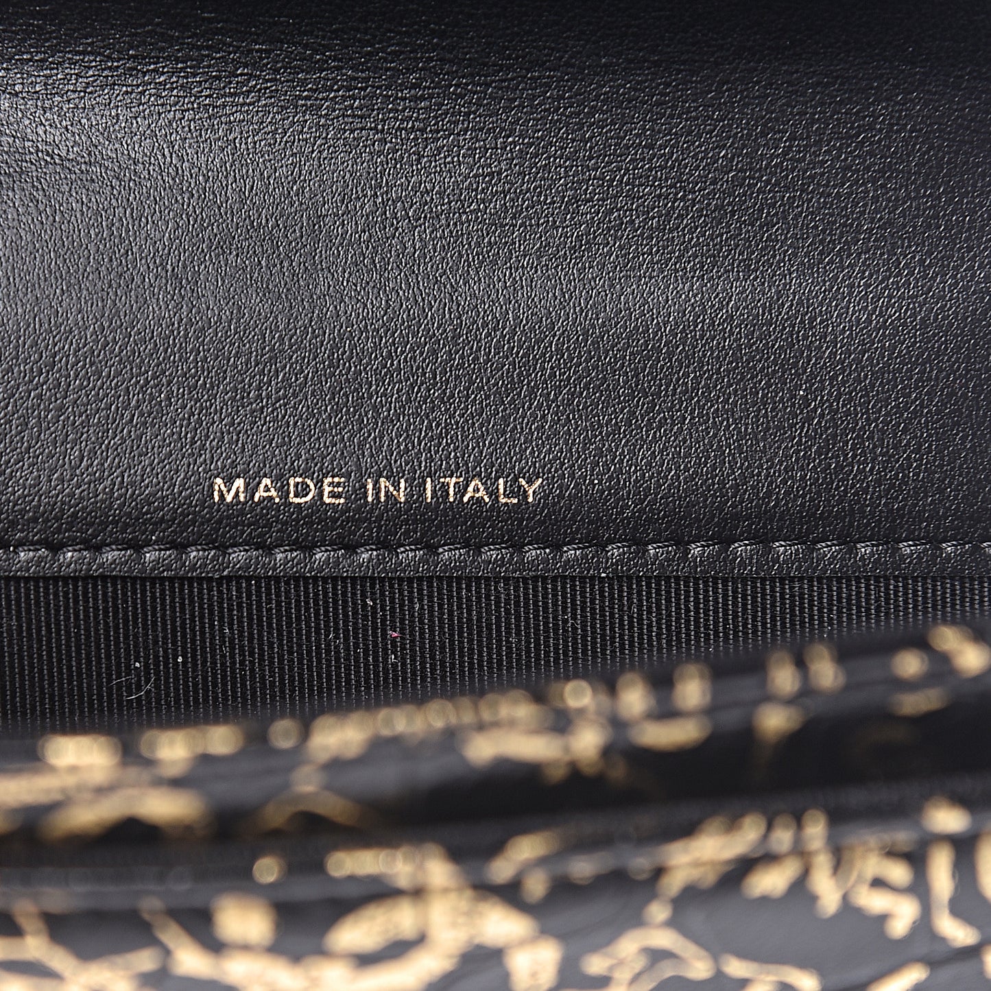 Calfskin Crocodile Embossed Graffiti Reissue Card Holder Wallet Black Gold