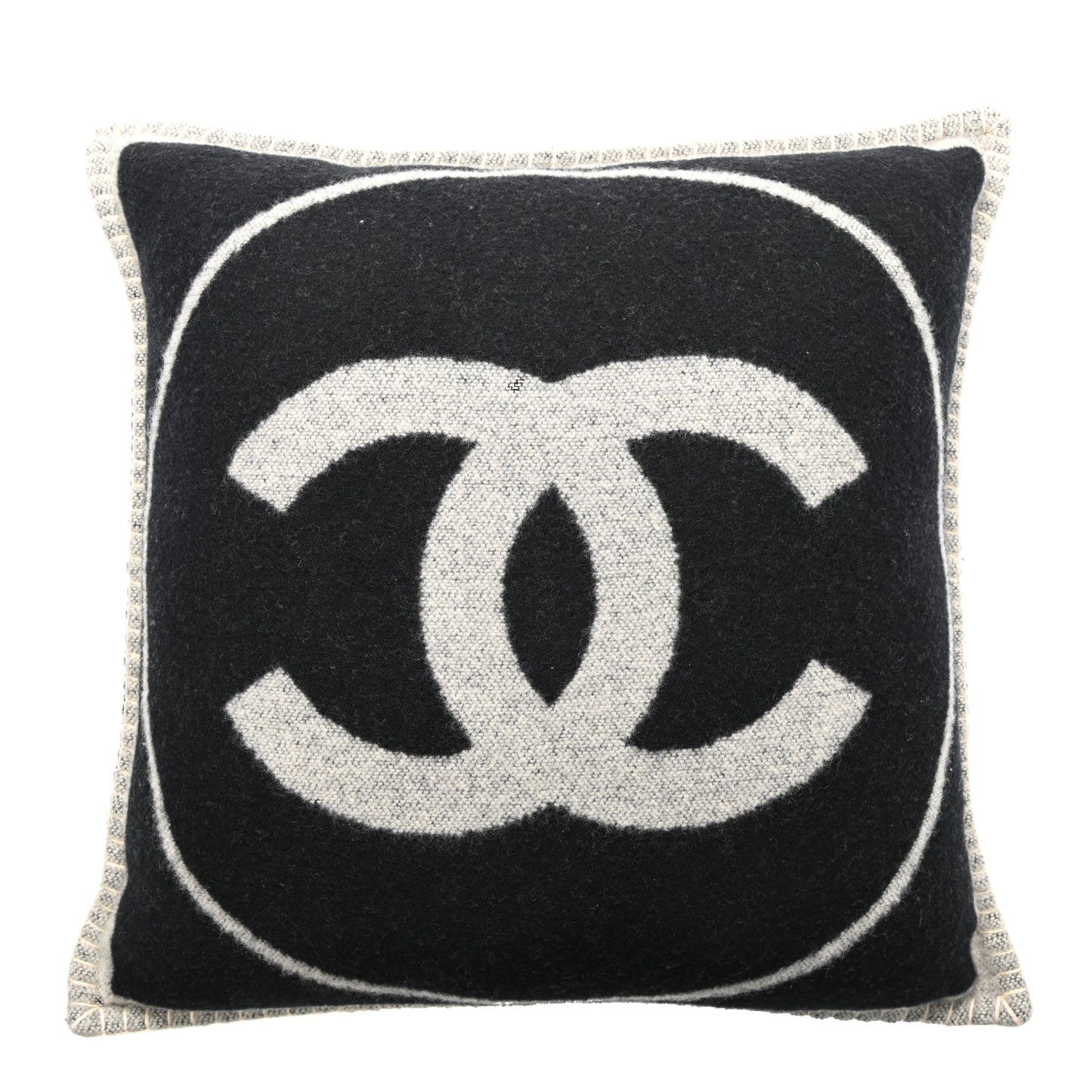 Merino Wool Cashmere CC Pillow Black Beige
