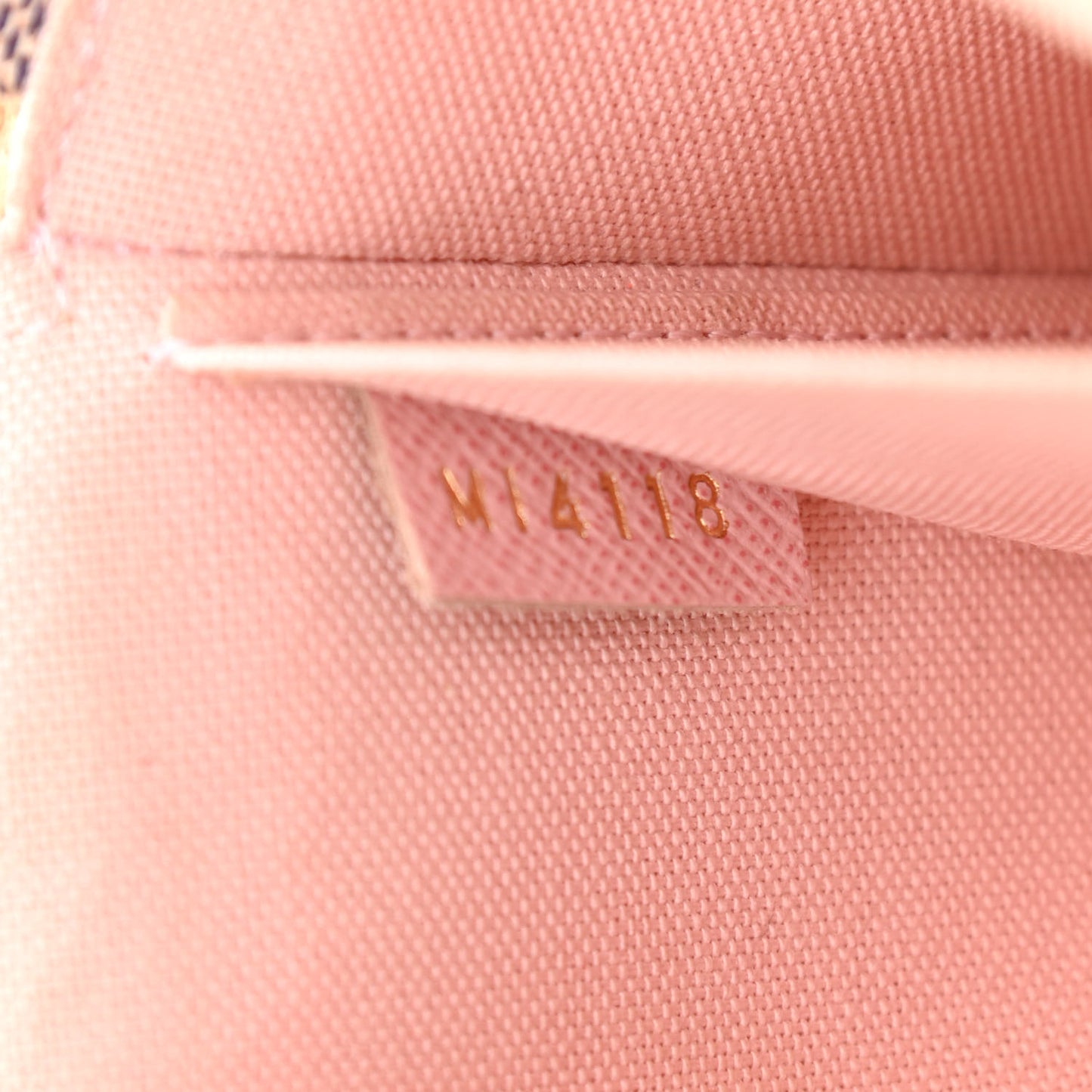 Damier Azur Pochette Felicie Chain Wallet Rose Ballerine