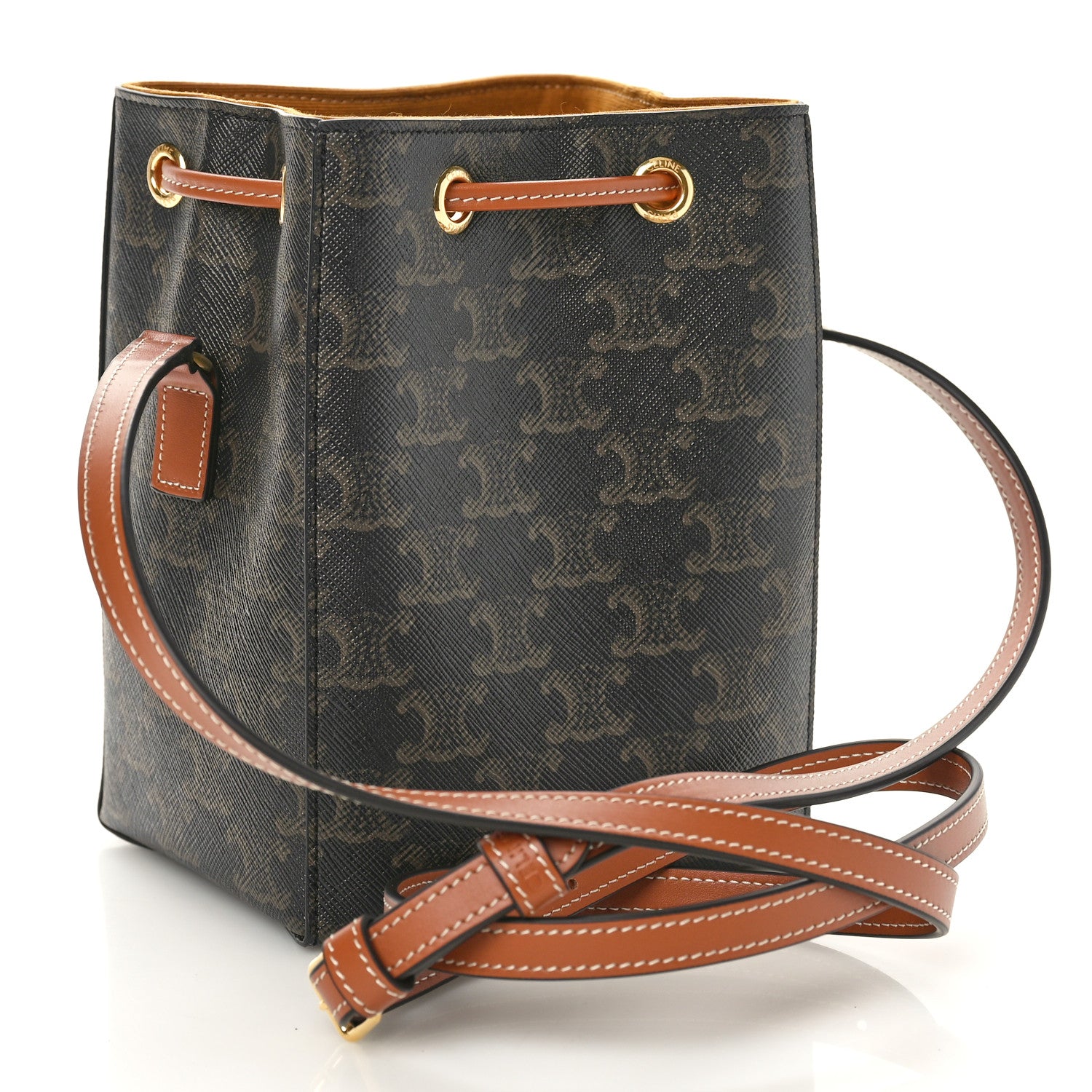 Celine Triomphe Canvas Calfskin Micro Sailor Bag Tan 3 of 10