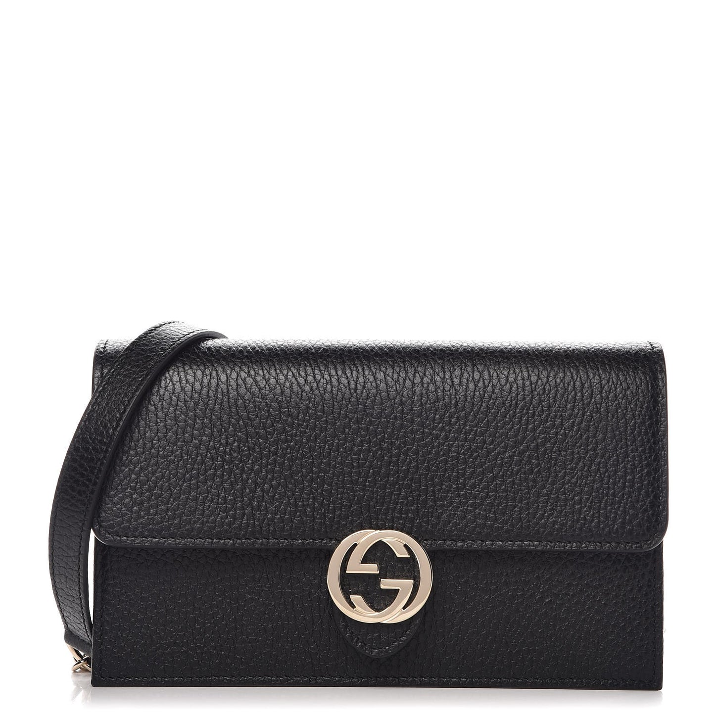 Dollar Calfskin Interlocking G Chain Wallet Black