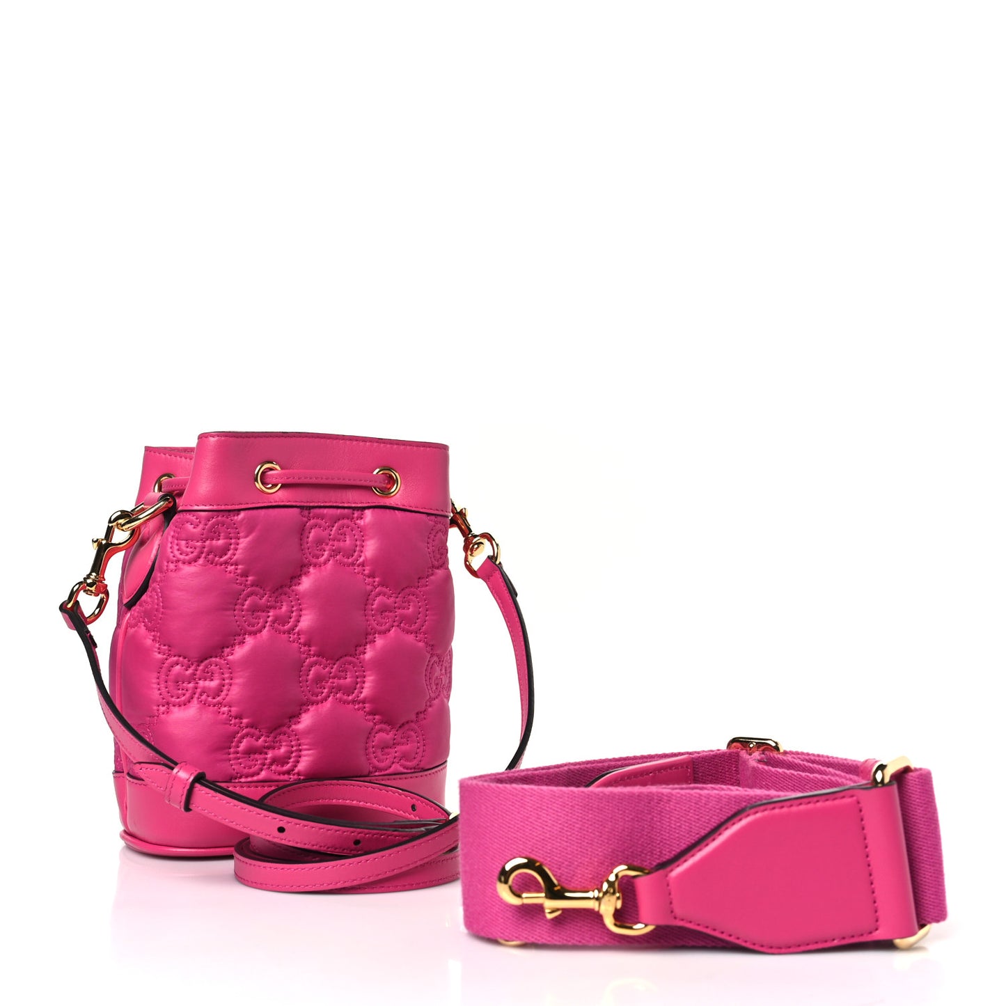 Nylon Calfskin Enamel GG Matelasse Bucket Bag Lovely