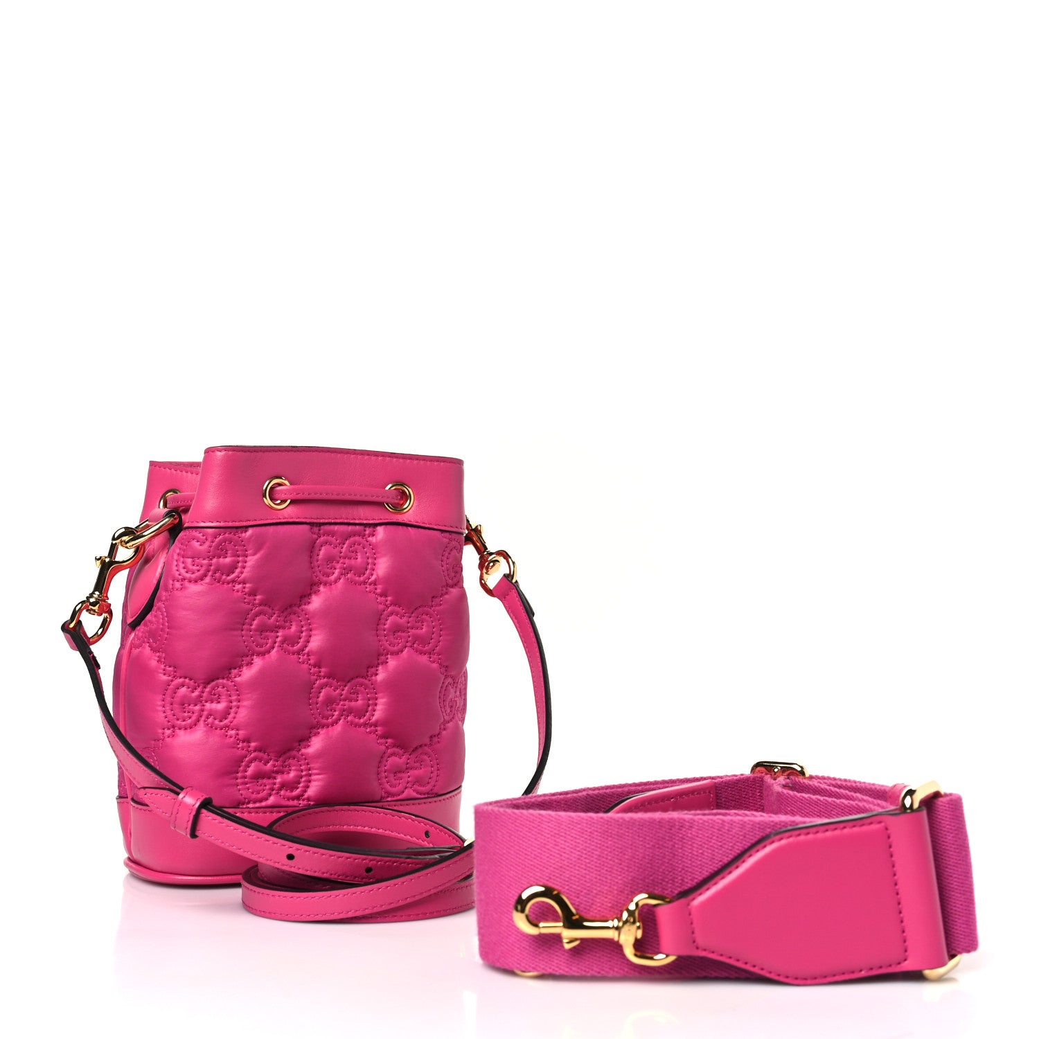 Gucci Nylon Calfskin Enamel GG Matelasse Bucket Bag Lovely 3 of 10