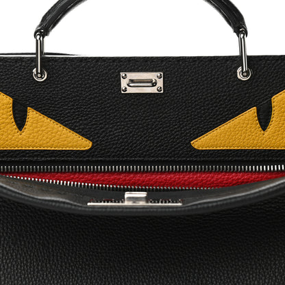 Fendi Cuoio Romano Selleria Monster Eyes Inlay Large Mens Peekaboo Iconic Essential Satchel Black Sunflower 11 of 13
